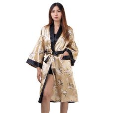 Japanese Reversible Satin Kimono Robe for Men
